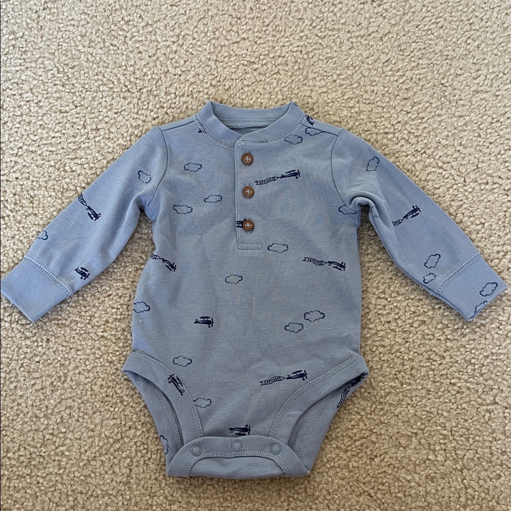 Carters Blue Airplane Print Kids One Piece